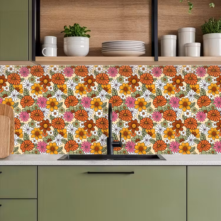 Vintage - Bloemen - Patronen keuken achterwand 2 middel 871 -sfeer3