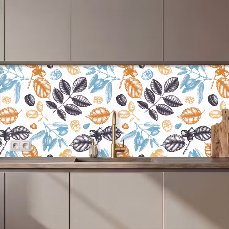 Vintage - Bladeren - Noot - Patronen keuken achterwand 2 middel 871 zz_3dshopping