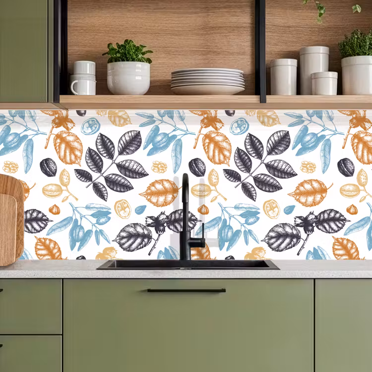 Vintage - Bladeren - Noot - Patronen keuken achterwand 2 middel 871 -sfeer3