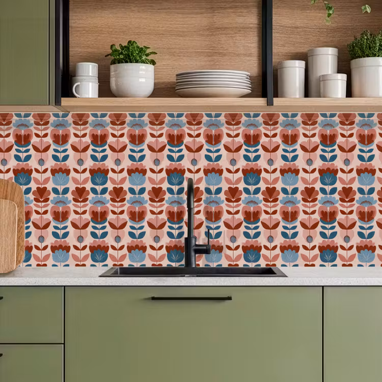 Vintage - Motief - Kleurrijk keuken achterwand 2 middel 871 -sfeer3