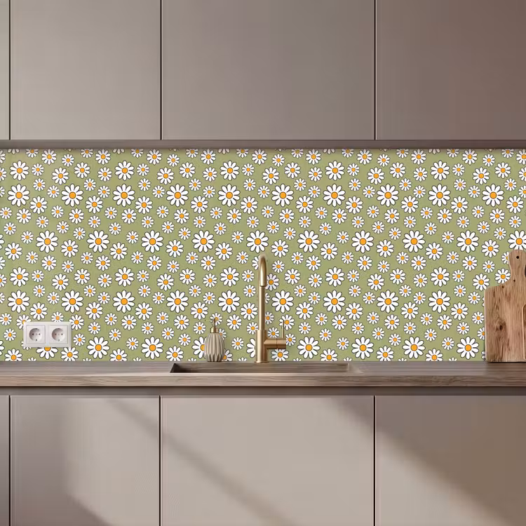Vintage - Patronen - Bloemen - Madelief keuken achterwand 2 middel 871 zz_3dshopping