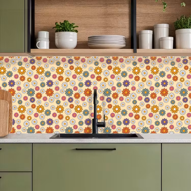 Vintage - Patronen - Bloem - Planten keuken achterwand 2 middel 871 -sfeer3