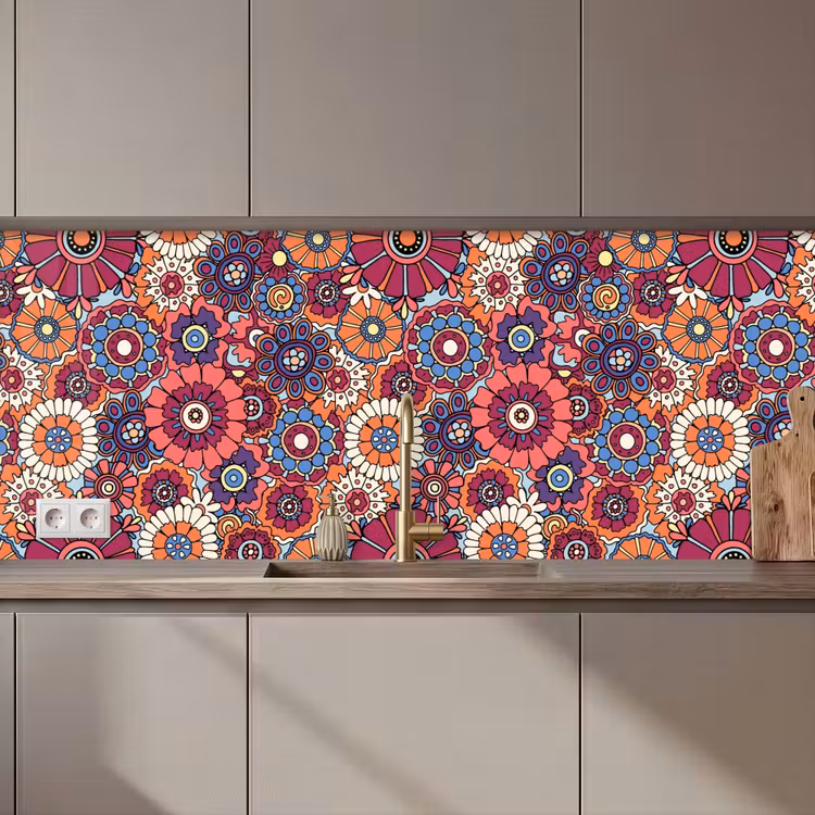 Vintage - Patronen - Bloemen - Planten keuken achterwand 2 middel 871 zz_3dshopping