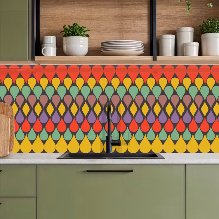 Vintage - Retro - Kleuren - Patronen keuken achterwand 2 middel 871 -sfeer3