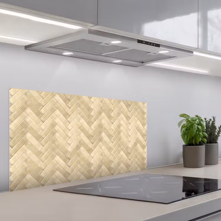 Visgraat - Tegel - Zand keuken achterwand spatscherm middel 899 -3d_schuin