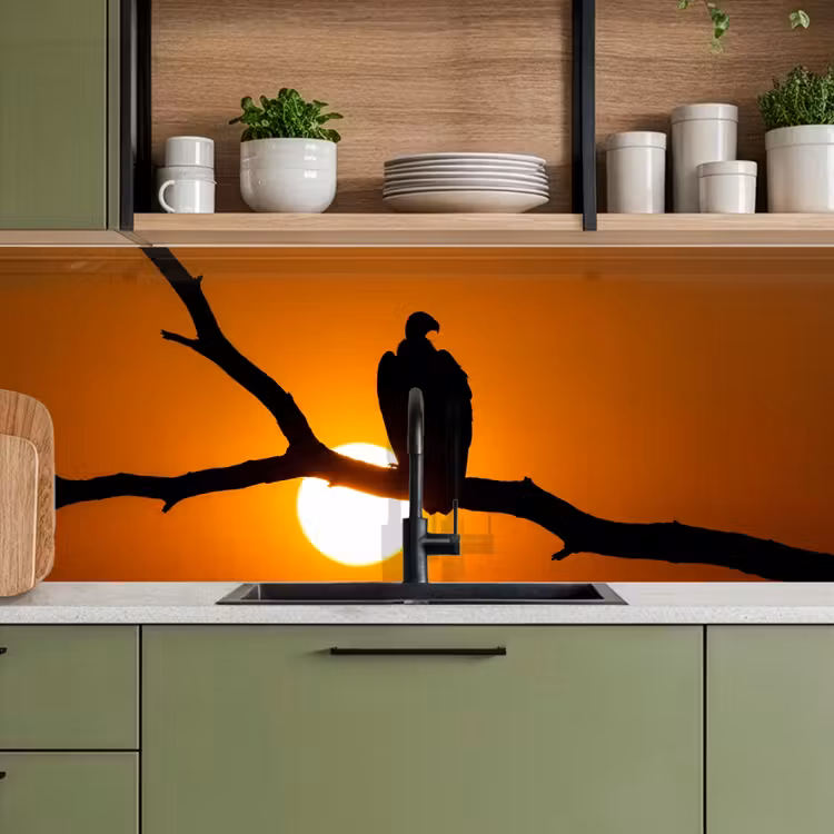 Gier - Tak - Zon - Oranje keuken achterwand 2 middel -sfeer3