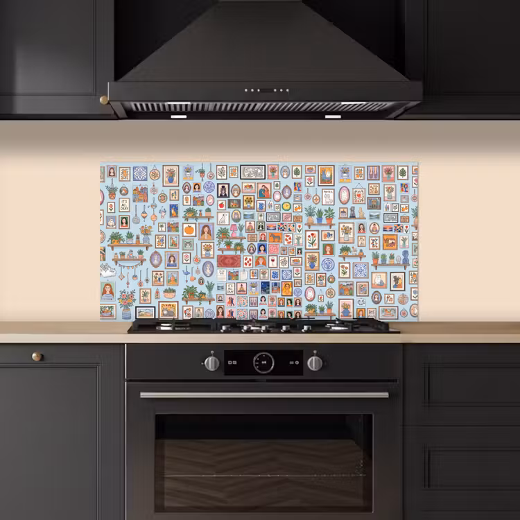 Wanddecoratie - Collectie - Huis - Illustratief - Kleurrijk keuken achterwand spatscherm middel -sfeer1