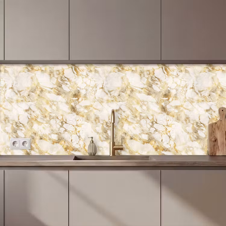 Warm - Gouden - Marmer - Patroon keuken achterwand 2 middel 871 zz_3dshopping