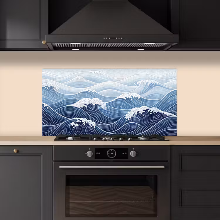 Water - Mozaïek - Landschap - Modern - Blauw keuken achterwand spatscherm middel -sfeer1