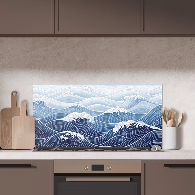 Water - Mozaïek - Landschap - Modern - Blauw keuken achterwand spatscherm middel -sfeer2