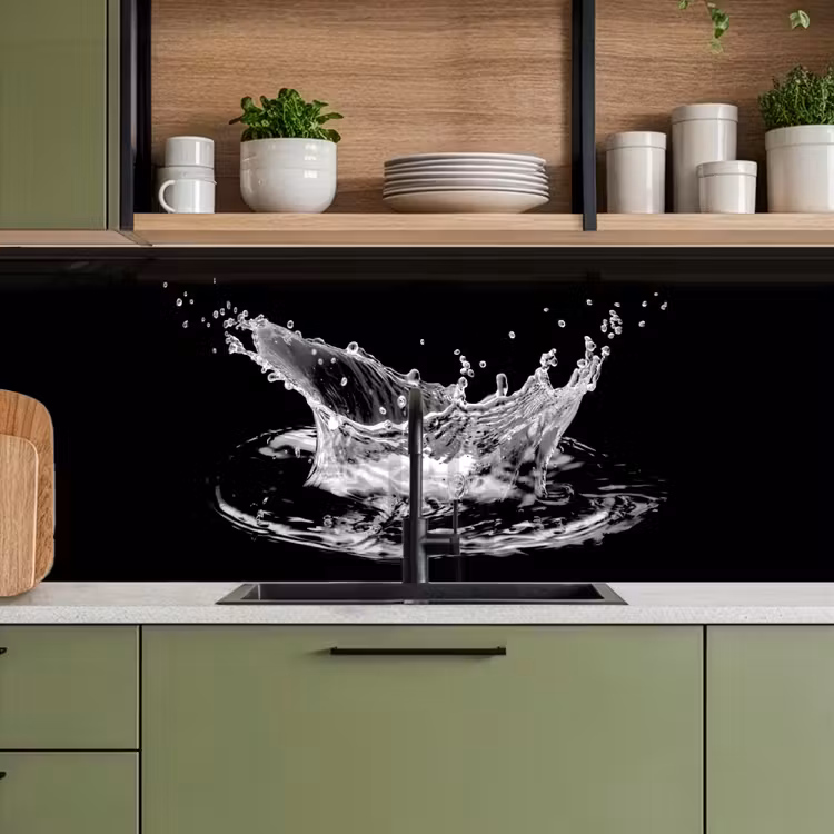 Water - Splash - Water - Zwart keuken achterwand 2 middel -sfeer3