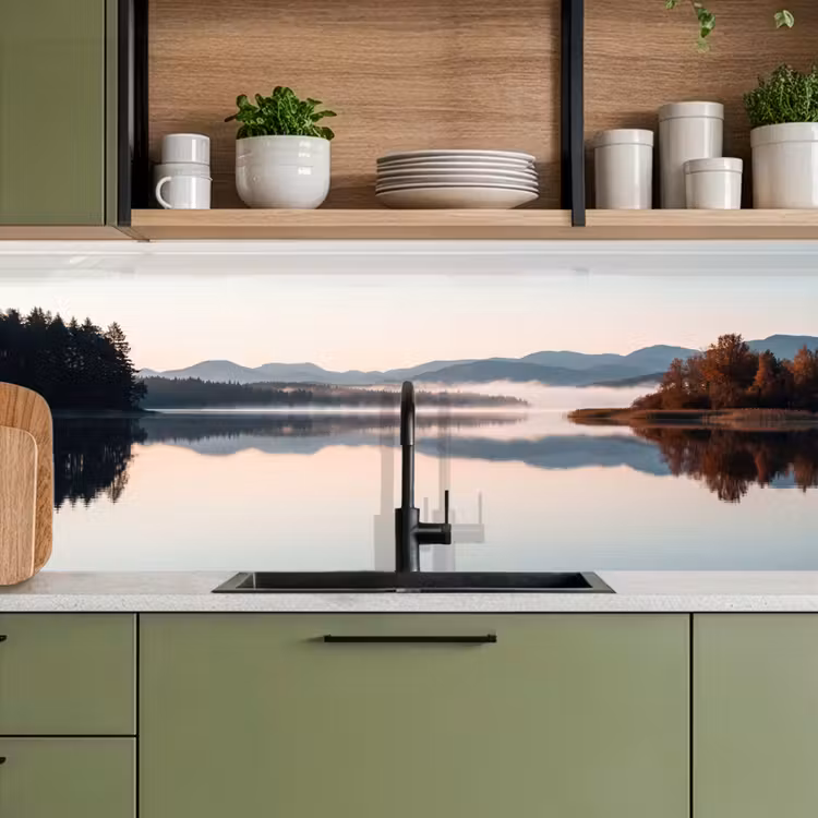 Water - Bomen - Mistlaag keuken achterwand 2 middel -sfeer3