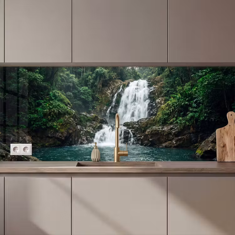 Waterfall - Forest - Nature - Greenkhgyguyg keuken achterwand 2 middel zz_3dshopping