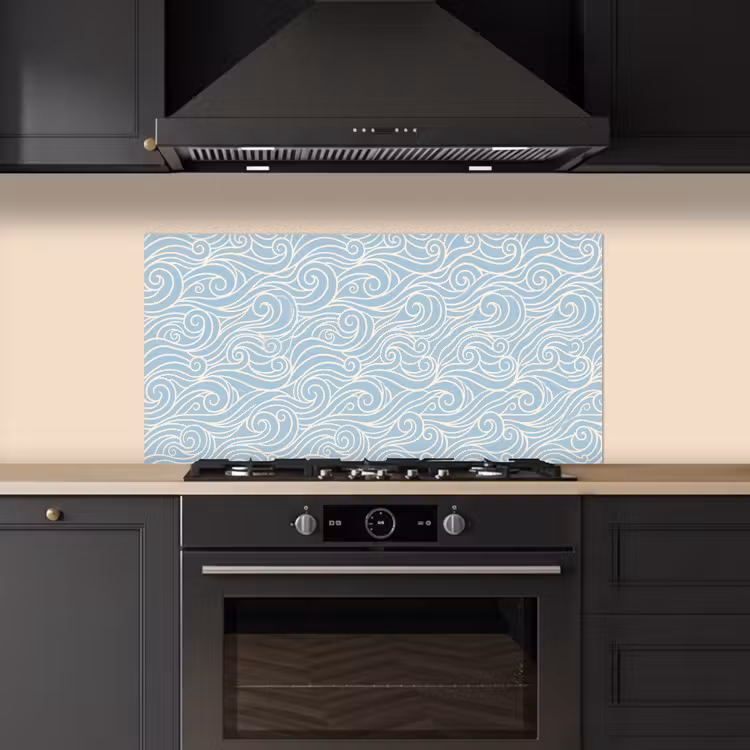 Golf - Abstract - Natuur - Modern - Blauw keuken achterwand spatscherm middel -sfeer1
