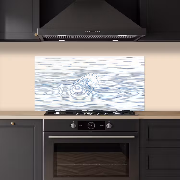 Golf - Brekende - Natuur - Minimalistisch - Blauw keuken achterwand spatscherm middel -sfeer1