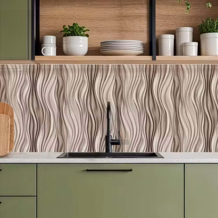 Golven - 3D - Crème keuken achterwand 2 middel 871 -sfeer3