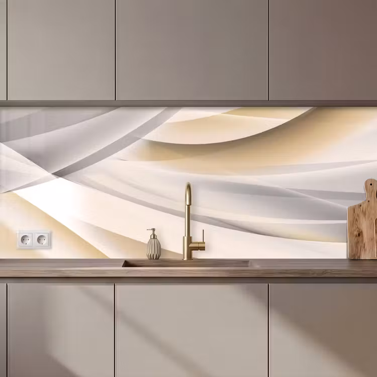 Golven - Abstract - Beige keuken achterwand 2 middel zz_3dshopping