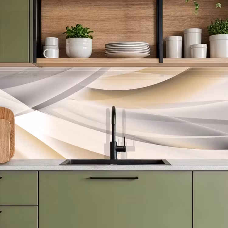 Golven - Abstract - Beige keuken achterwand 2 middel -sfeer3