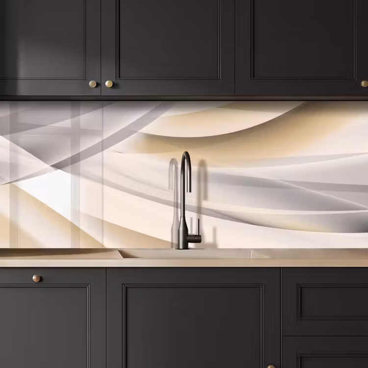 Golven - Abstract - Beige keuken achterwand 2 middel -sfeer1