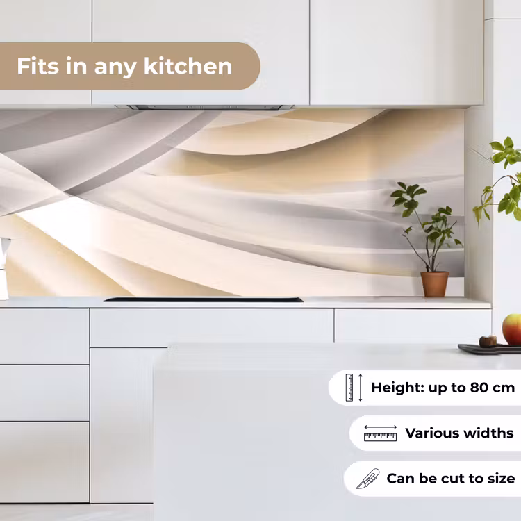 Golven - Abstract - Beige keuken achterwand 2 middel -sfeer4_UK
