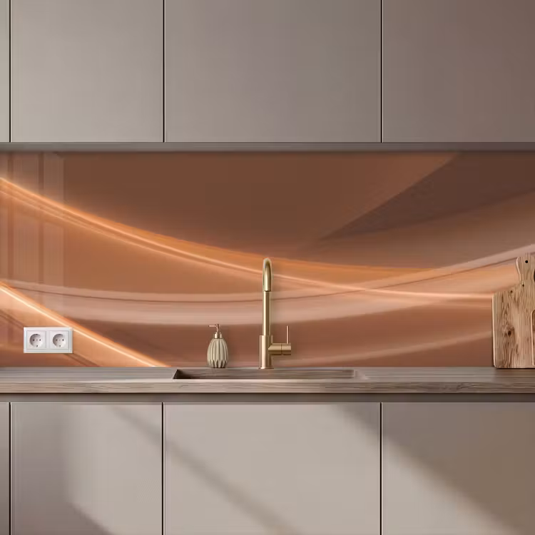 Golven - Abstract - Bruin keuken achterwand 2 middel zz_3dshopping