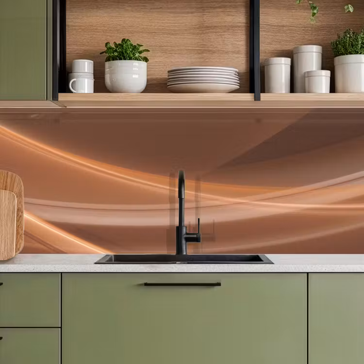 Golven - Abstract - Bruin keuken achterwand 2 middel -sfeer3