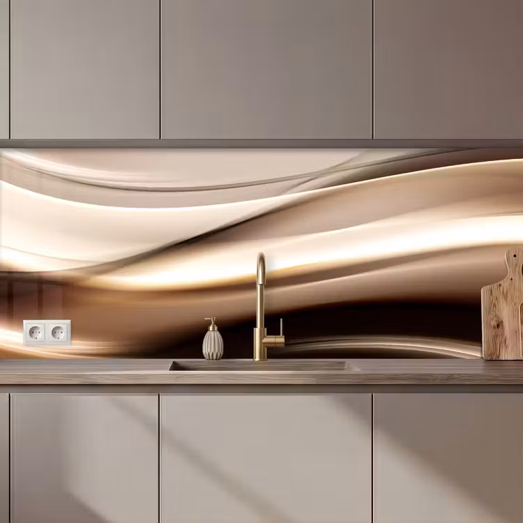 Golven - Abstract - Warm Beige keuken achterwand 2 middel zz_3dshopping