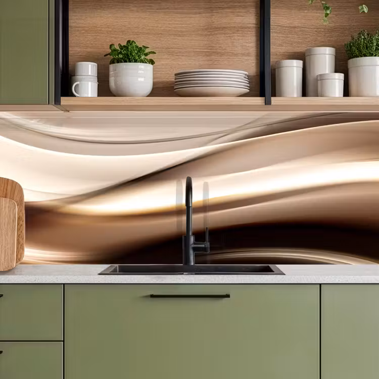 Golven - Abstract - Warm Beige keuken achterwand 2 middel -sfeer3