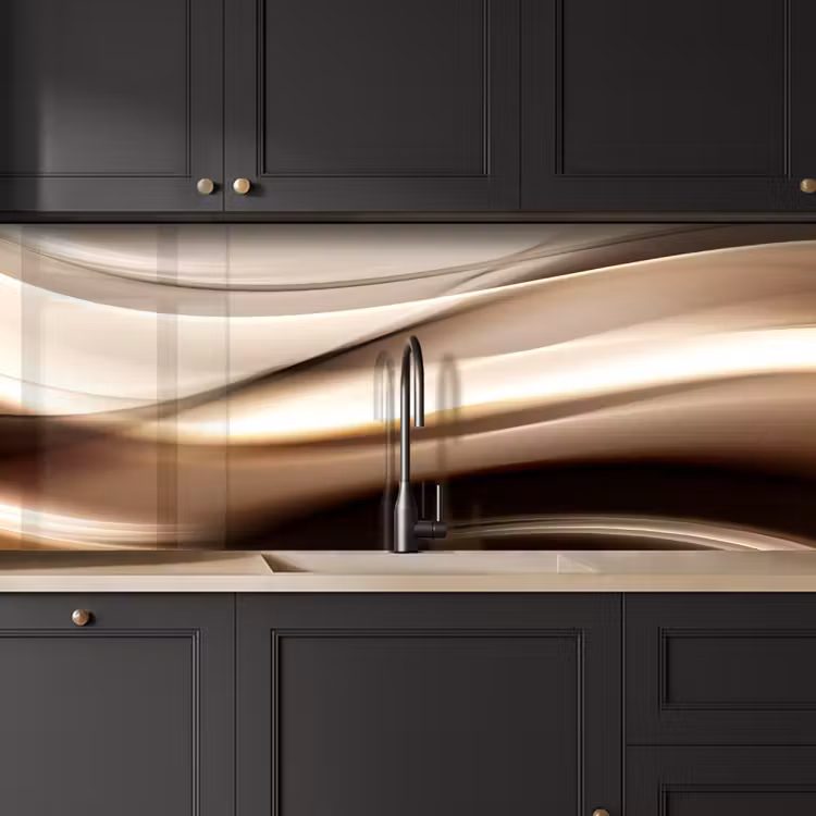 Golven - Abstract - Warm Beige keuken achterwand 2 middel -sfeer1
