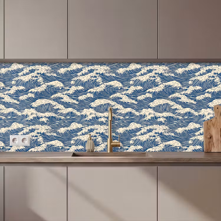 Golven - Klassiek - Blauw keuken achterwand 2 middel 871 zz_3dshopping