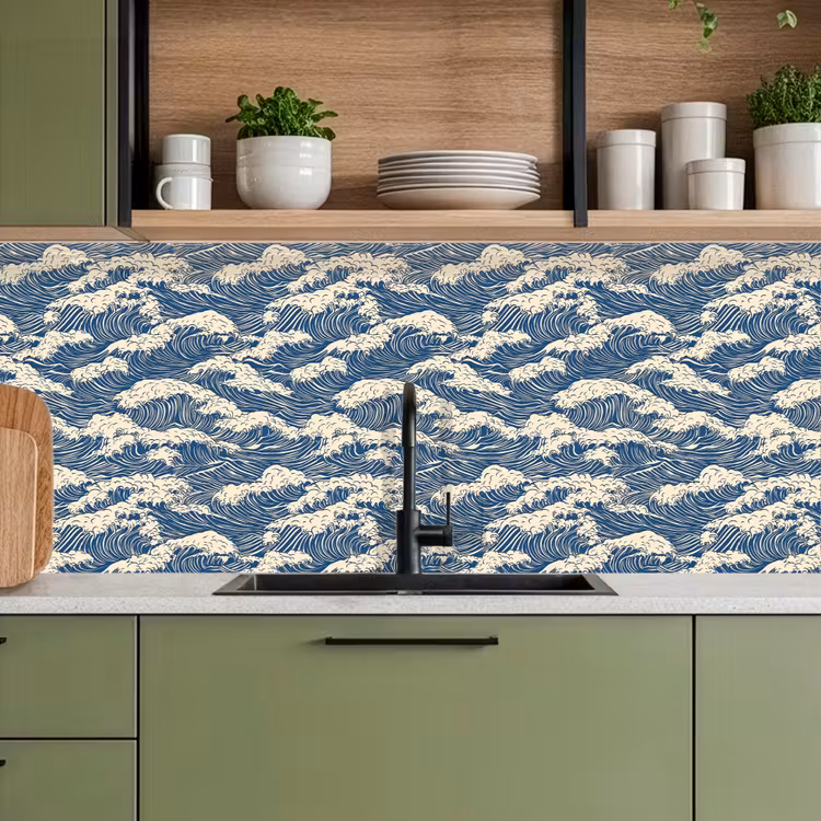 Golven - Klassiek - Blauw keuken achterwand 2 middel 871 -sfeer3