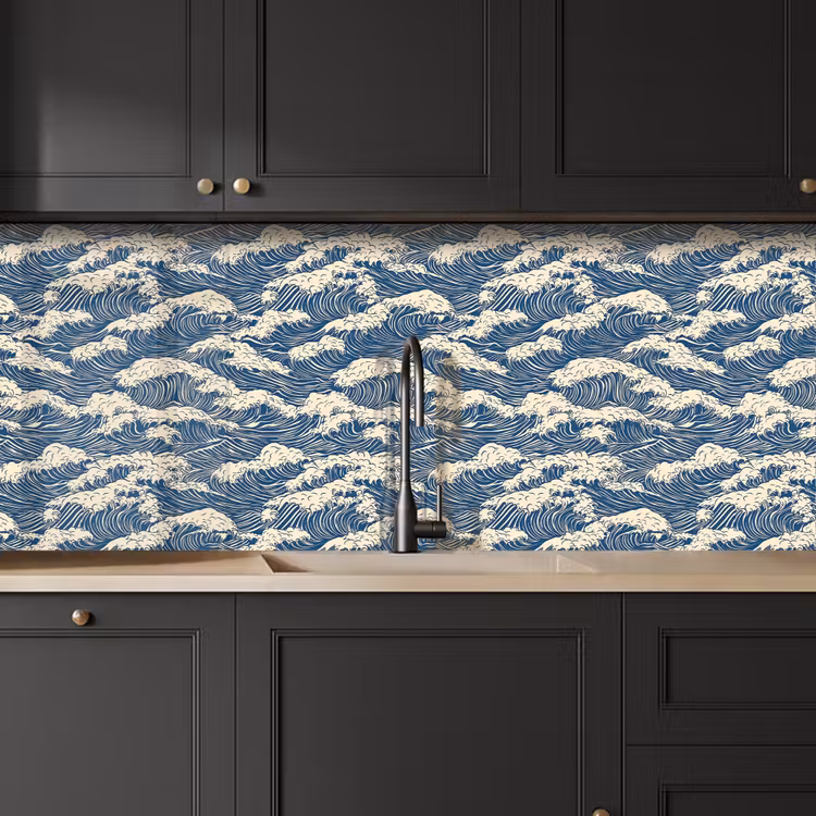 Golven - Klassiek - Blauw keuken achterwand 2 middel 871 -sfeer1