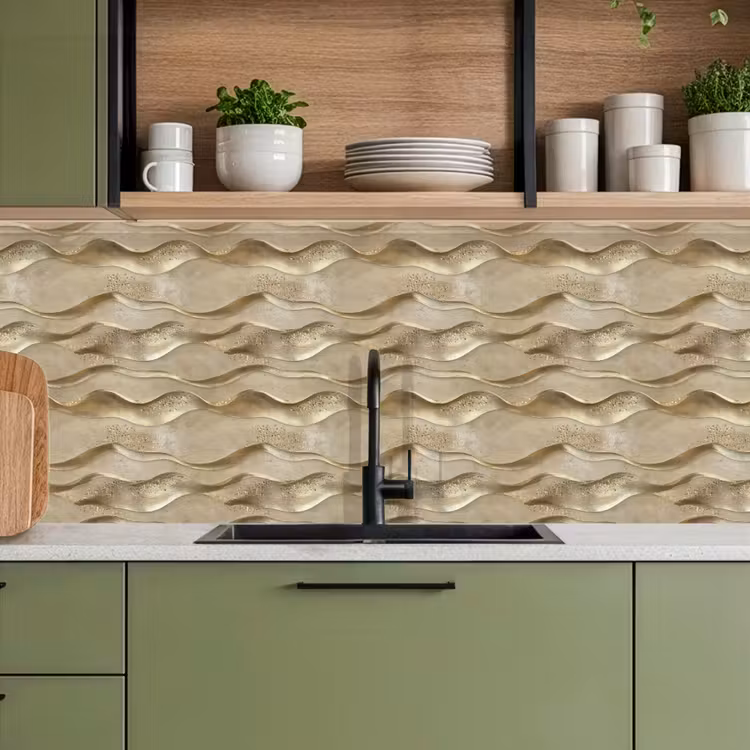 Golven - Patroon - Goud keuken achterwand 2 middel 871 -sfeer3