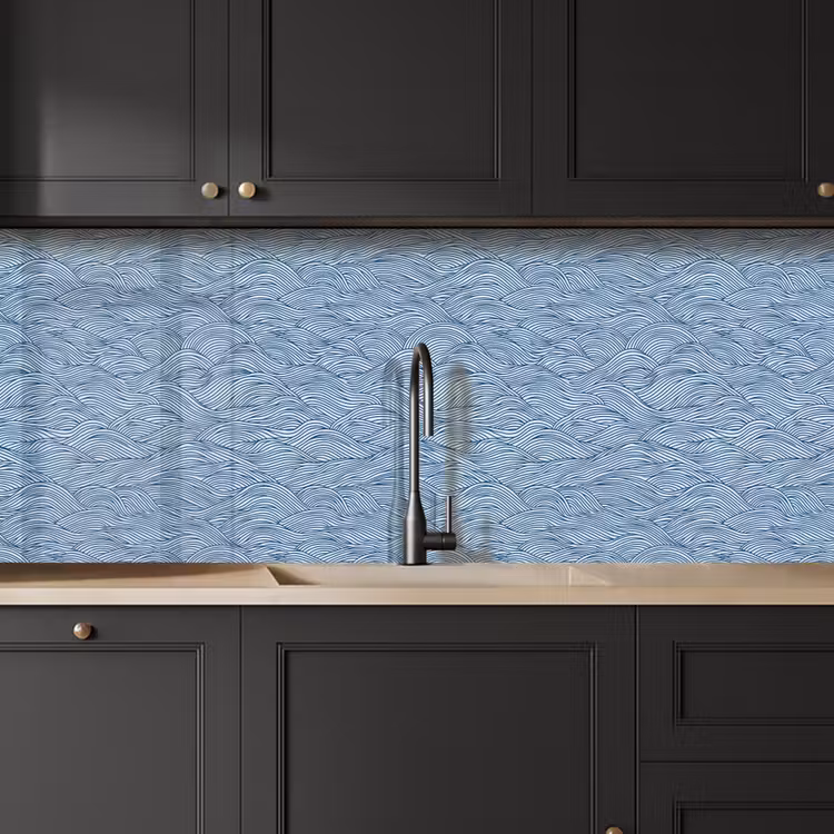 Golven - Ritmisch - Blauw keuken achterwand 2 middel 871 -sfeer1