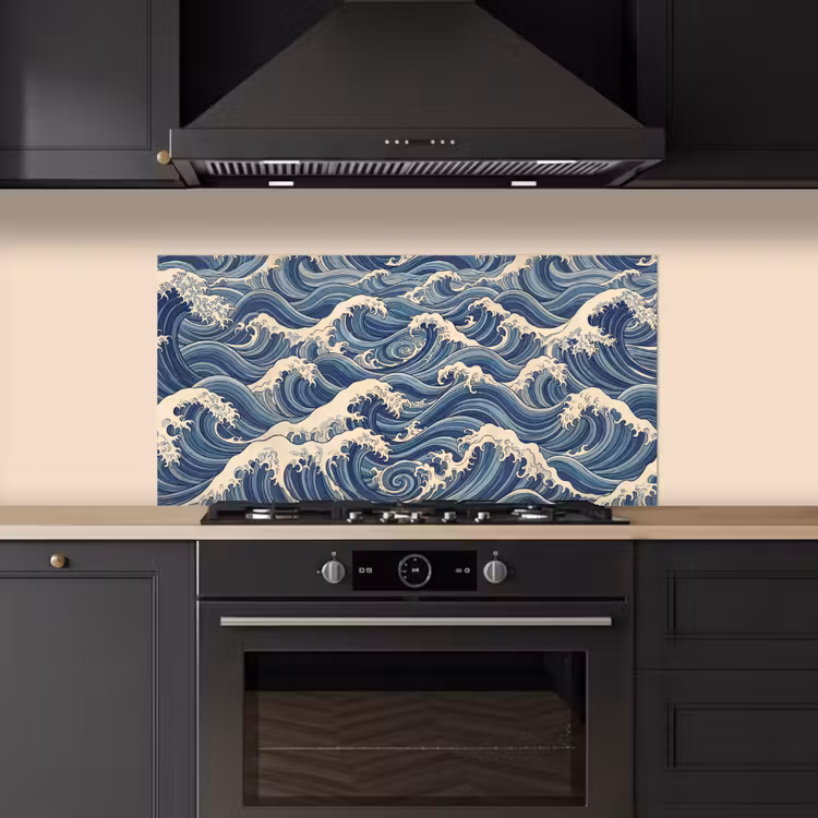 Golven - Zee - Natuur - Abstract - Blauw keuken achterwand spatscherm middel -sfeer1