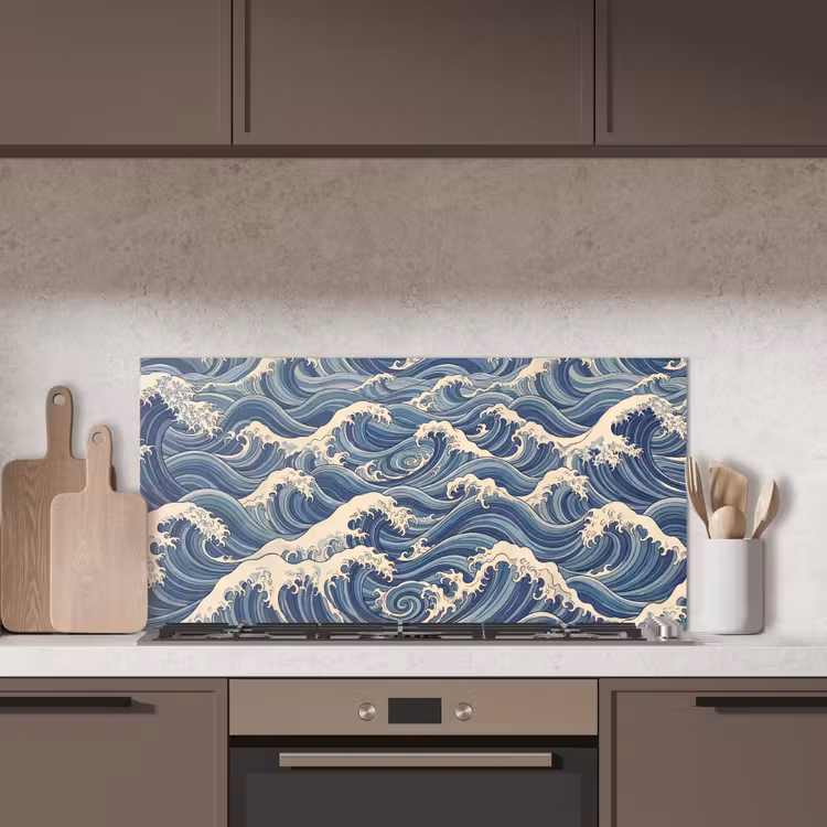 Golven - Zee - Natuur - Abstract - Blauw keuken achterwand spatscherm middel -sfeer2