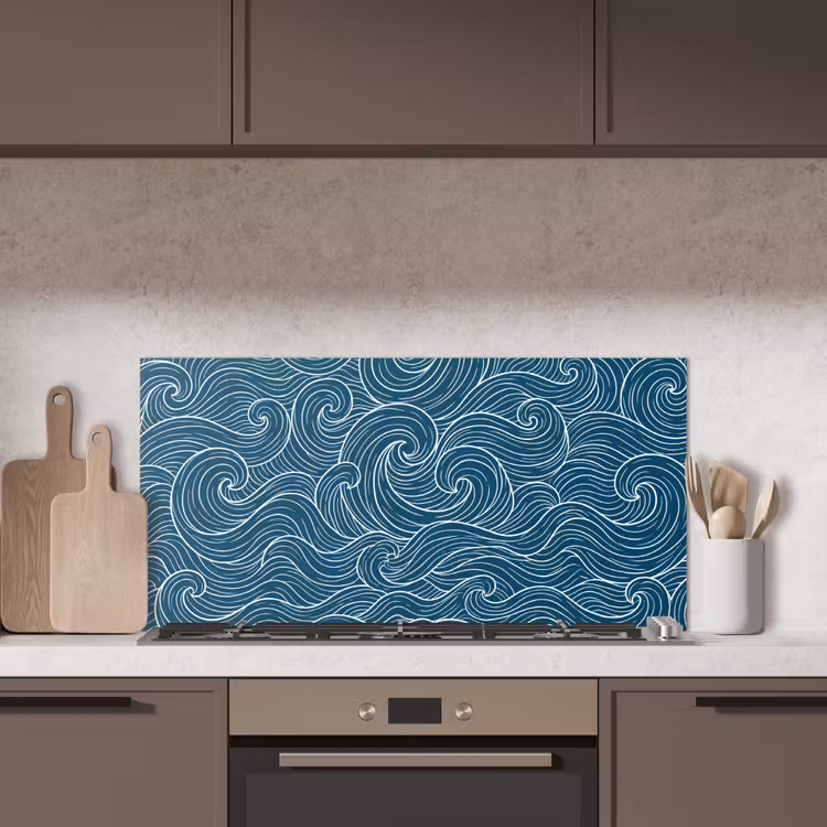 Golven - Spiraal - Water - Abstract - Blauw keuken achterwand spatscherm middel -sfeer2