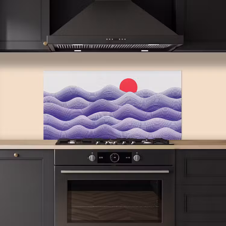 Golven - Zon - Natuur - Abstract - Rood keuken achterwand spatscherm middel -sfeer1