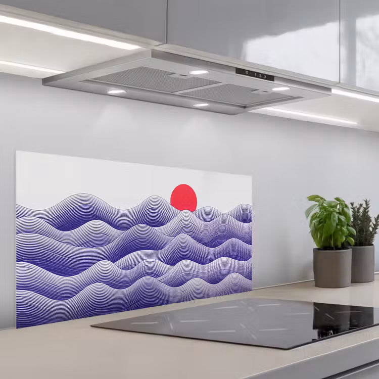 Golven - Zon - Natuur - Abstract - Rood keuken achterwand spatscherm middel -3d_schuin