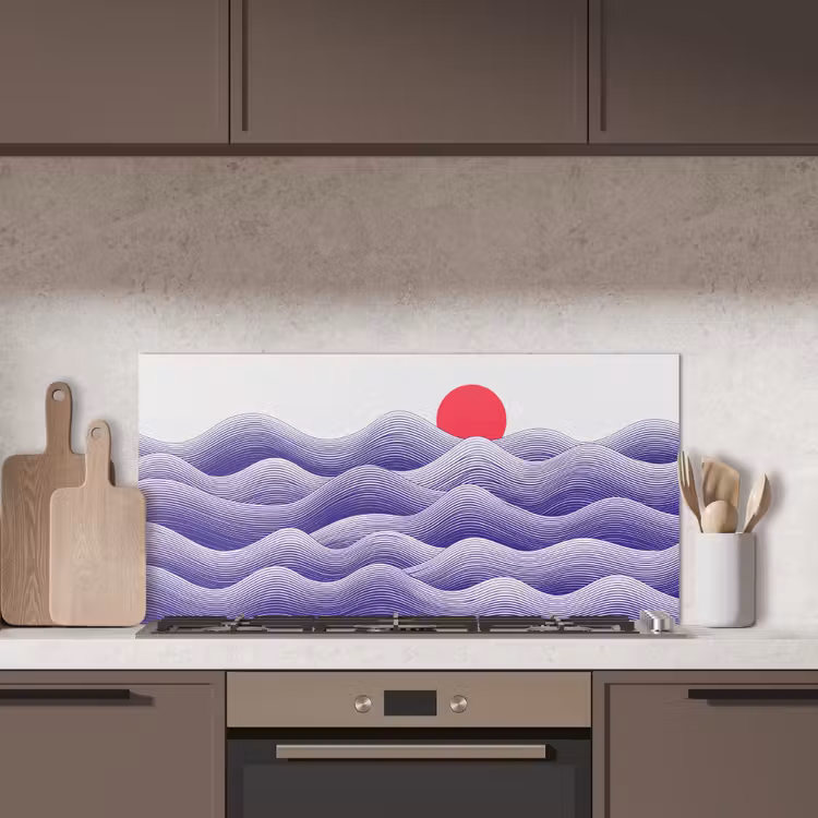 Golven - Zon - Natuur - Abstract - Rood keuken achterwand spatscherm middel -sfeer2