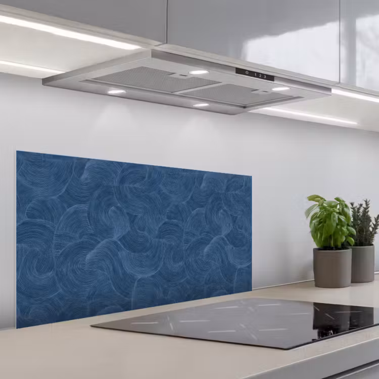 Golven - Textuur - Patroon - Blauw keuken achterwand spatscherm middel 899 -3d_schuin