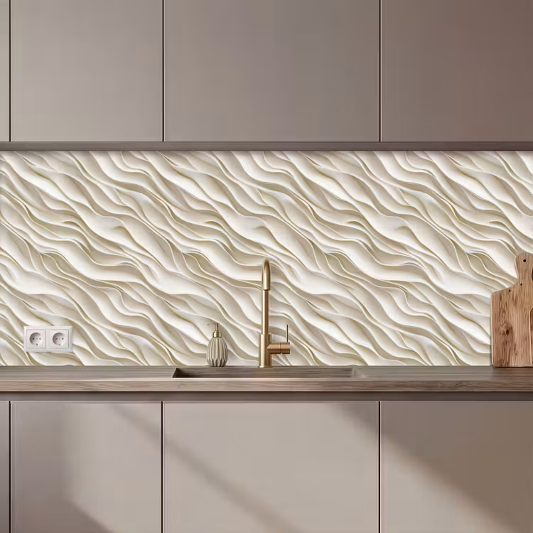 Golven - Wit - Minimalistisch keuken achterwand 2 middel 871 zz_3dshopping