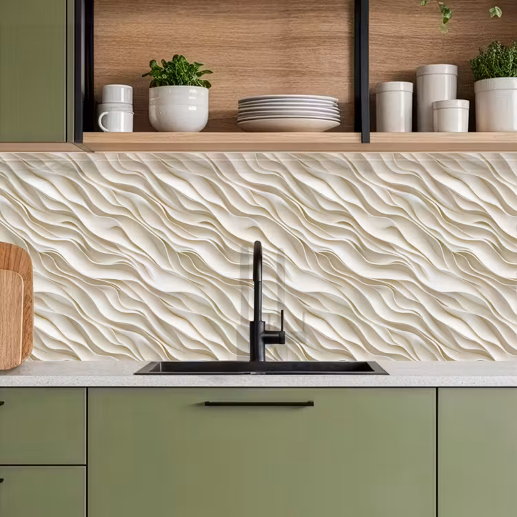 Golven - Wit - Minimalistisch keuken achterwand 2 middel 871 -sfeer3