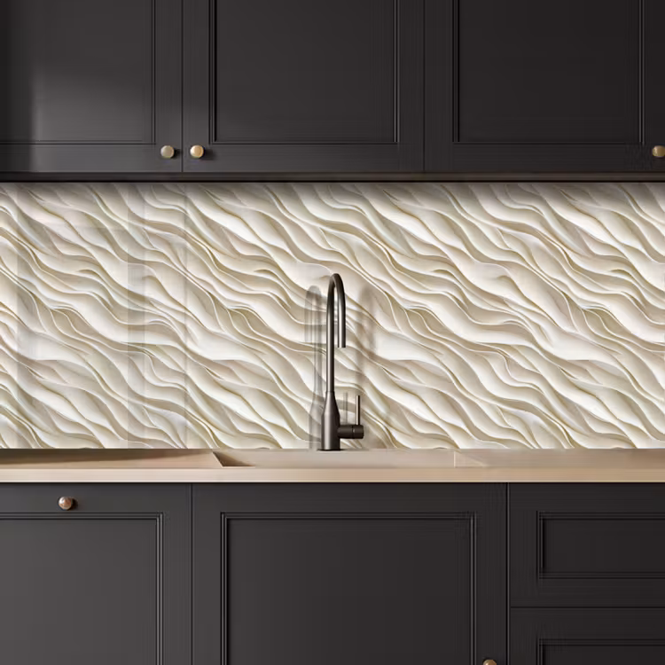 Golven - Wit - Minimalistisch keuken achterwand 2 middel 871 -sfeer1