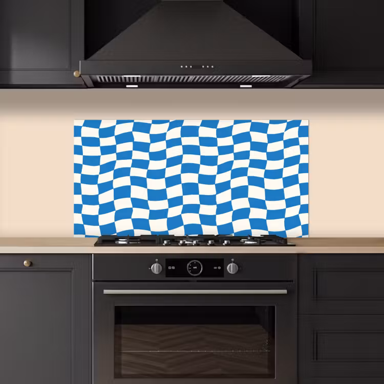 Golvend - Patroon - Blauw keuken achterwand spatscherm middel 899 -sfeer1