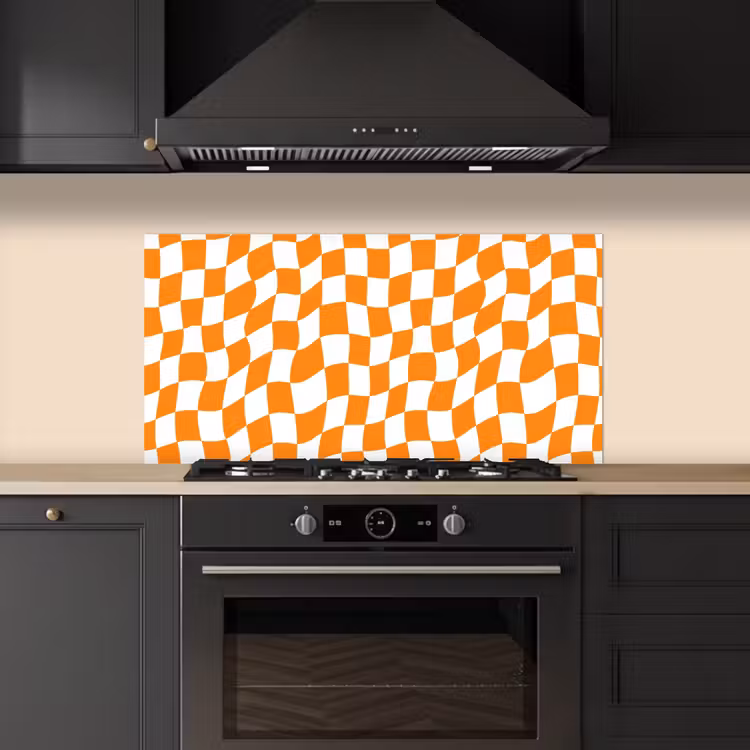 Golvend - Patroon - Oranje keuken achterwand spatscherm middel 899 -sfeer1