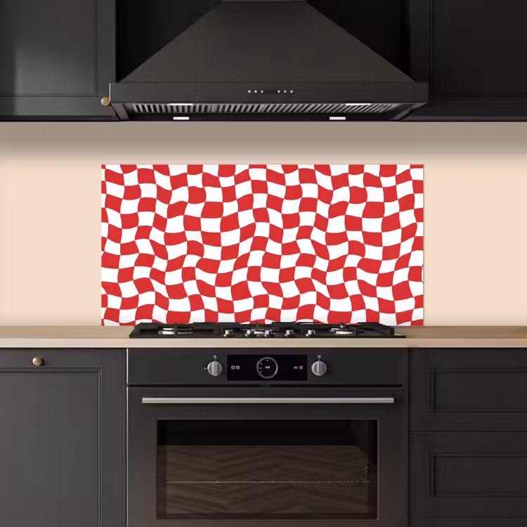 Golvend - Patroon - Rood keuken achterwand spatscherm middel 899 -sfeer1