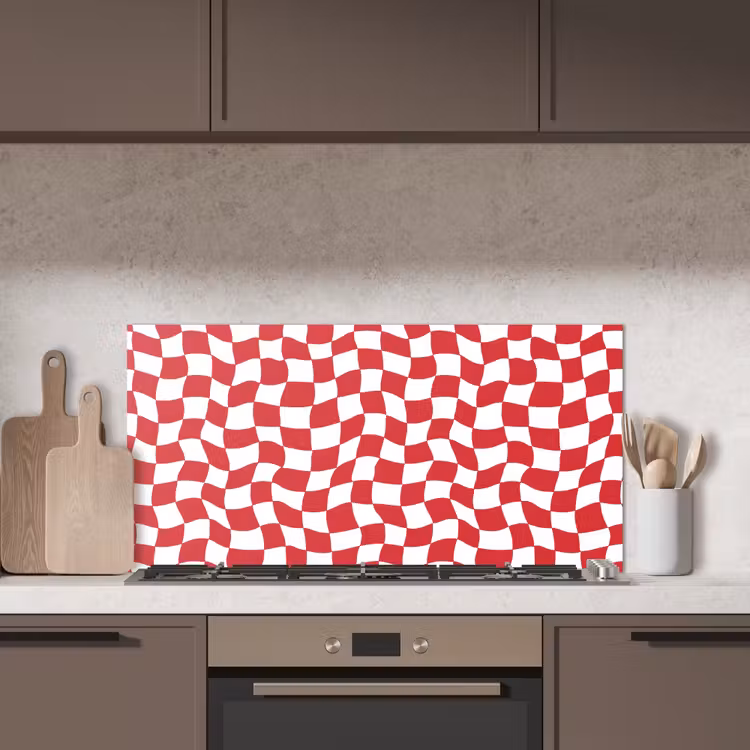 Golvend - Patroon - Rood keuken achterwand spatscherm middel 899 -sfeer2