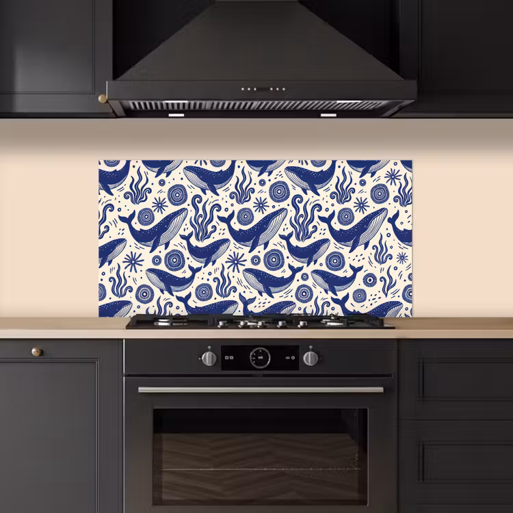 Walvis - Onderwater - Dieren - Abstract - Blauw keuken achterwand spatscherm middel -sfeer1