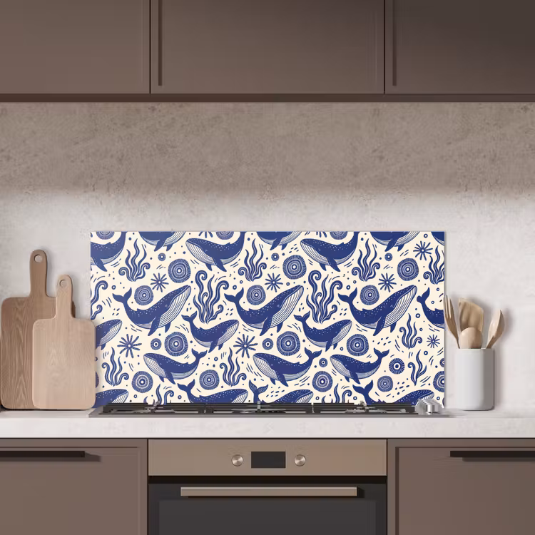 Walvis - Onderwater - Dieren - Abstract - Blauw keuken achterwand spatscherm middel -sfeer2
